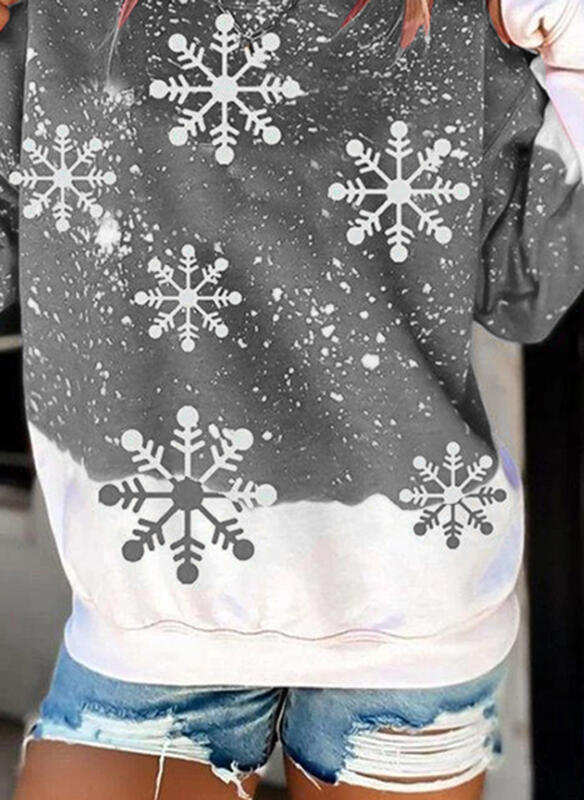 Loose Christmas Print Women's Urban Casual Round Neck Long Sleeve Pullover Sweater