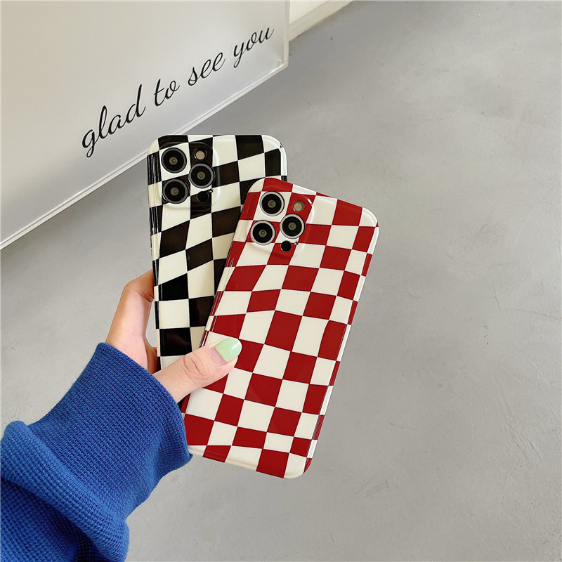 Ladies Korean Style Checkerboard Phone Case