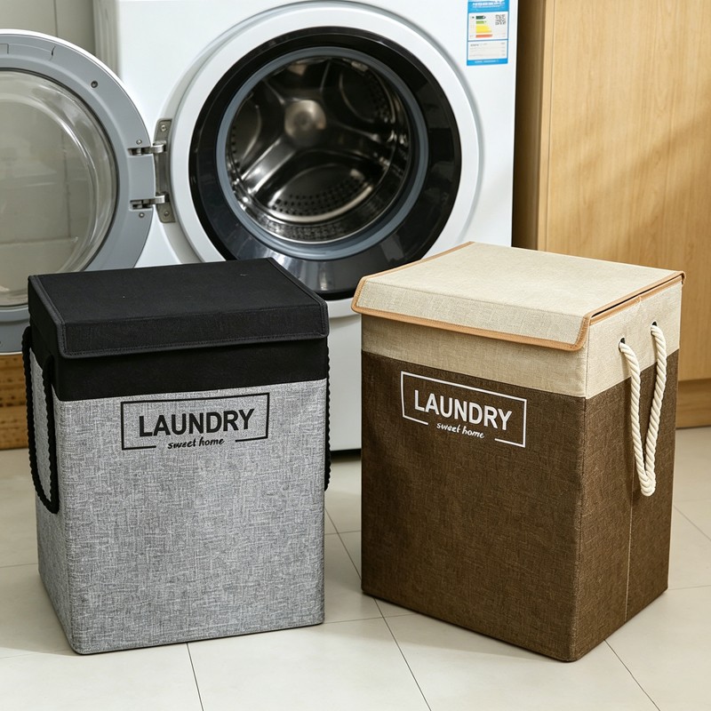 Laundry Basket Dirty Washing Clothes Storage Folding Bin Bag Hamper With Lid — image 8