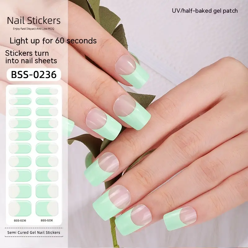 French UV Nail Applique Semi-curing Nail Sticker