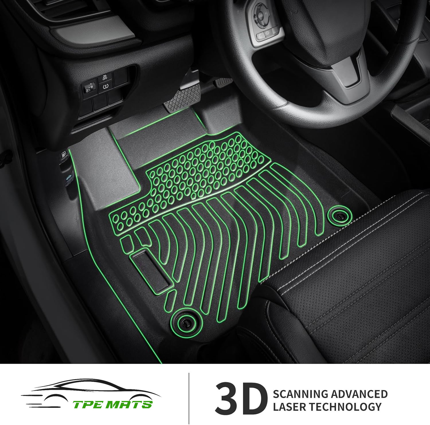 Floor Mats Custom For Jetta 2019-2025 Waterproof Car Mats All Weather Guard Mats Heavy Duty TPE Automotive Floor Liners Accessories Front& Rear Row Full Set - Black