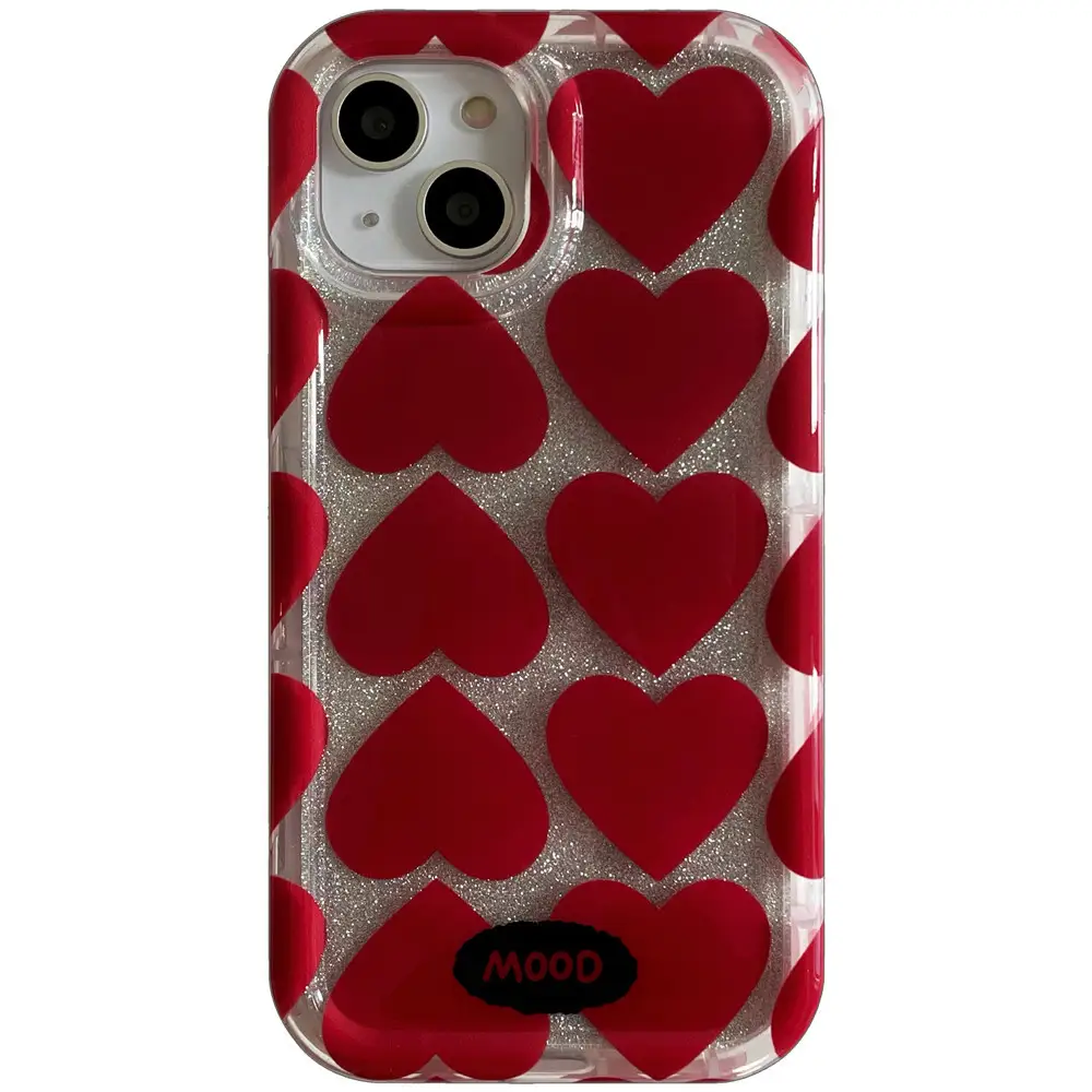 Transparent Hollowed Out Red Love Phone Case