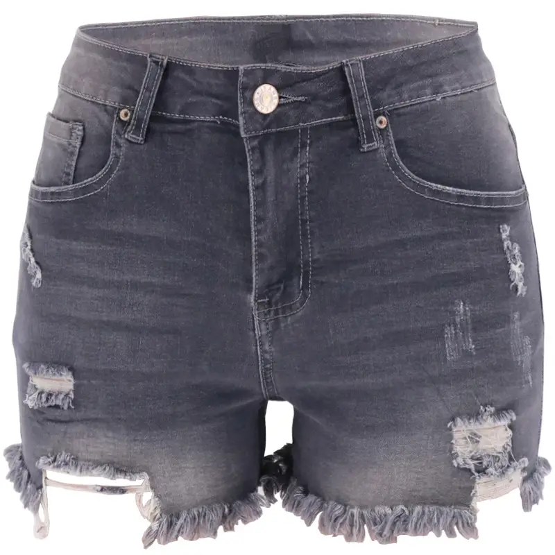 Four-color Ripped High Waist Women's Denim Shorts