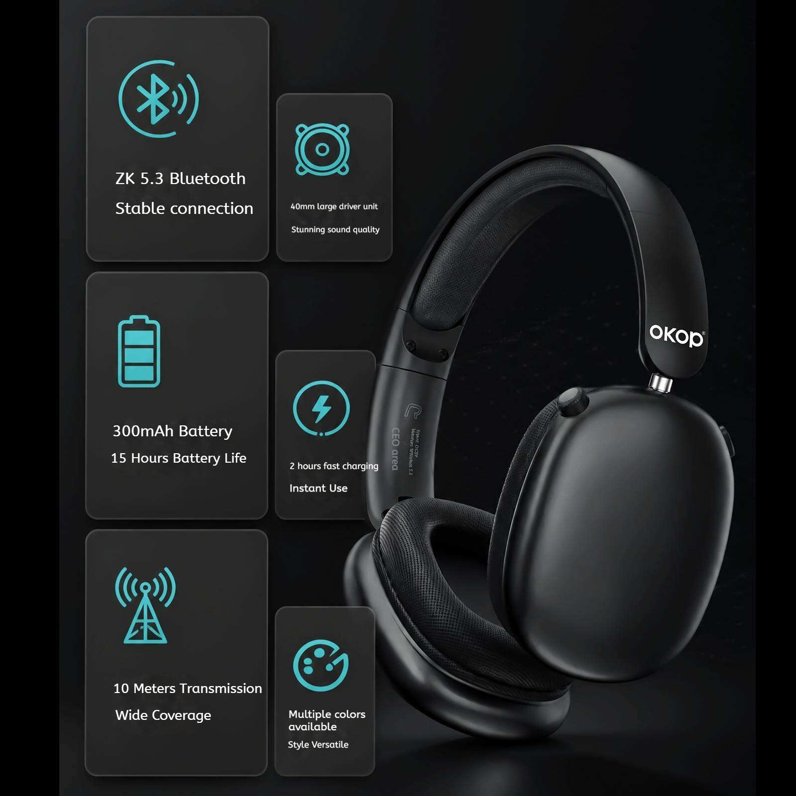KP-H104 In Stock New Over Ear Bluetooth Headphones High Audio Quality Long Battery Life Wireless Suitable For Sports Gaming Factory Direct Sales 3