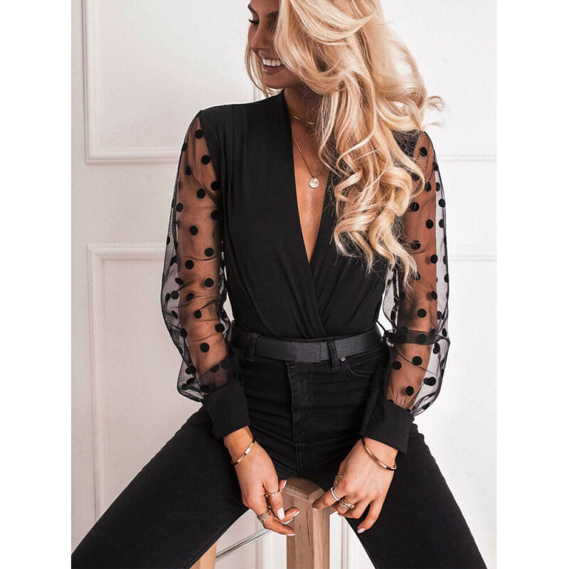Women's Shirt Deep V-neck Transparent