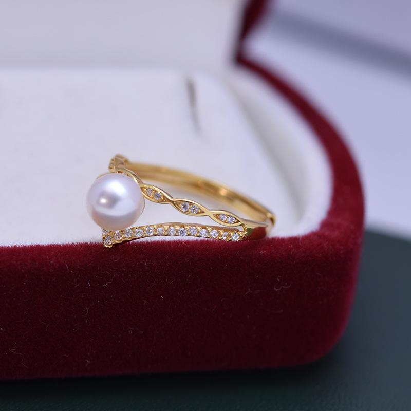 Title 9, Freshwater Pearl Perfect Circle White Ring S925...