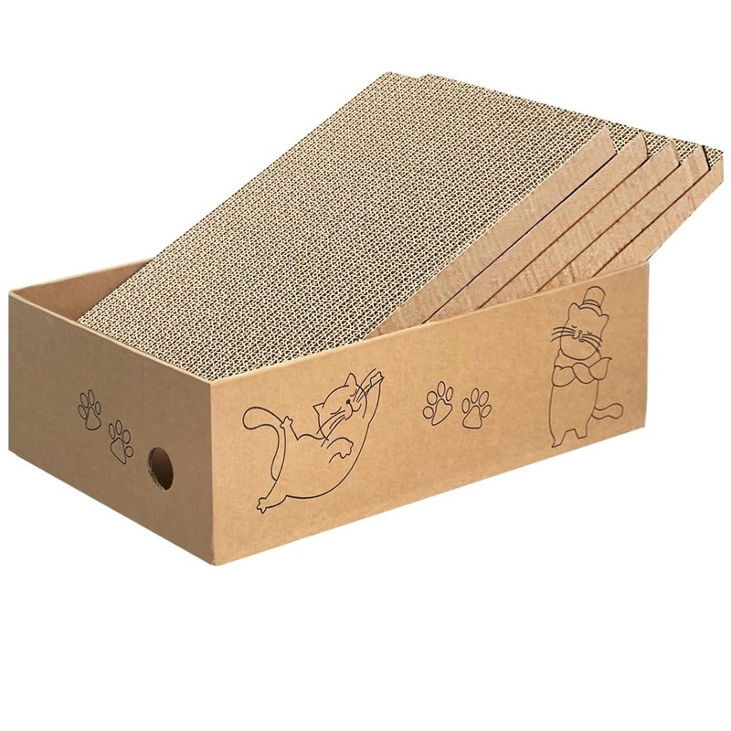 5X Cat Box Scratcher Scratching Board Heavy Duty Corrugated Cardboard Kitten UK - Default