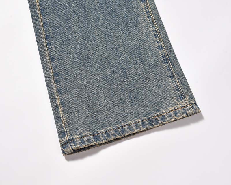 Retro Washed Ripped Jeans Loose Distressed Straight Casual Trousers