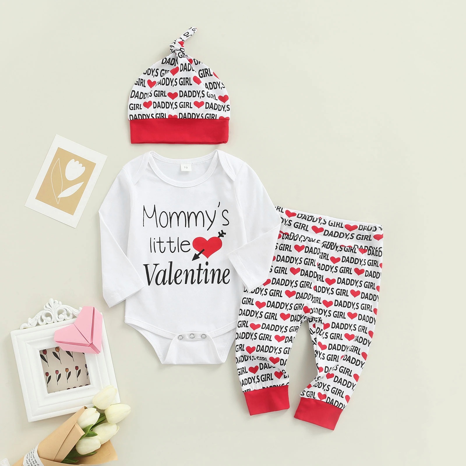 Three-piece Printed Long-sleeved Hooded Baby Suit