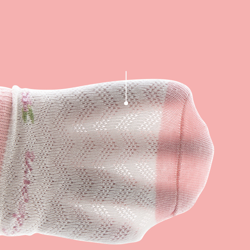 Children's Mesh Card Silk Lightweight Breathable Lace Strawberry Cotton Socks