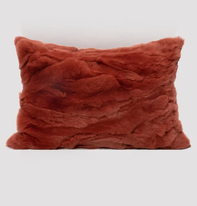 Modern Simple And Light Luxury Rust Red Crystal Cushion Pillow Red Waist Pillow - Shop at LoveMi