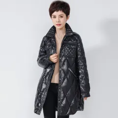 Loose White Duck Down Warm And Thin Coat Jacket - White - View 1