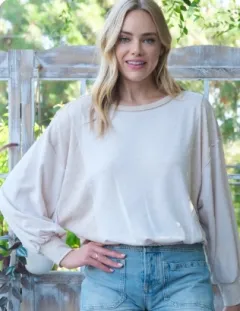 Hailey & Co Rib And Two Tone Knit Mixed Top - Taupe - View 1