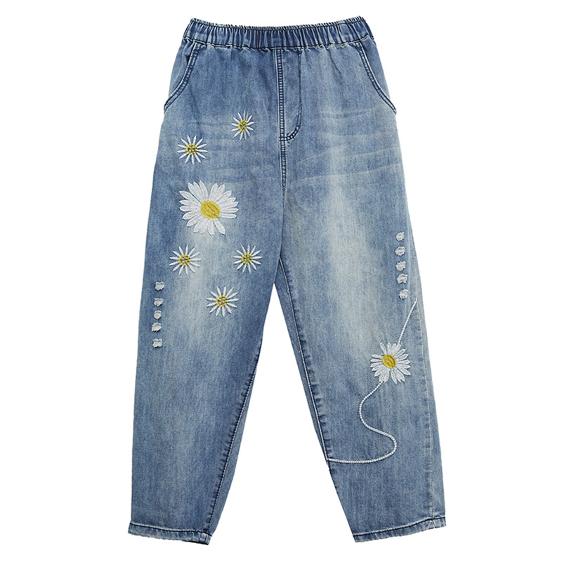 Title 5, Denim Embroidered Harlan Pants Summer New Loose