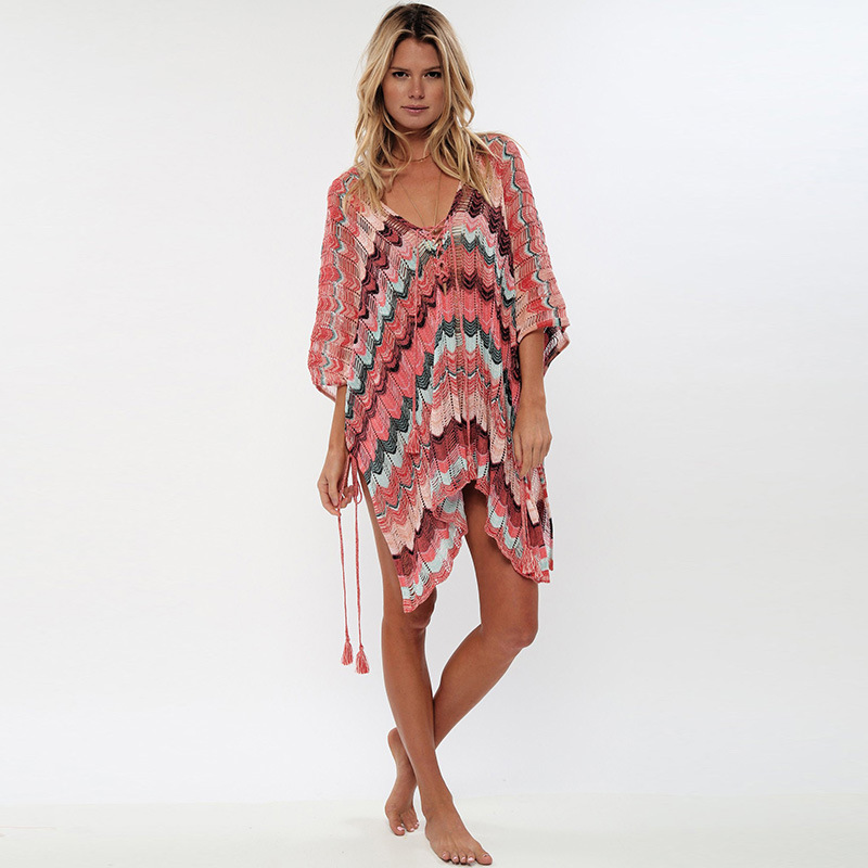Knitted Hollowed Out Sunscreen Beach Coat Bikini Swimsuit Smock - Image 3