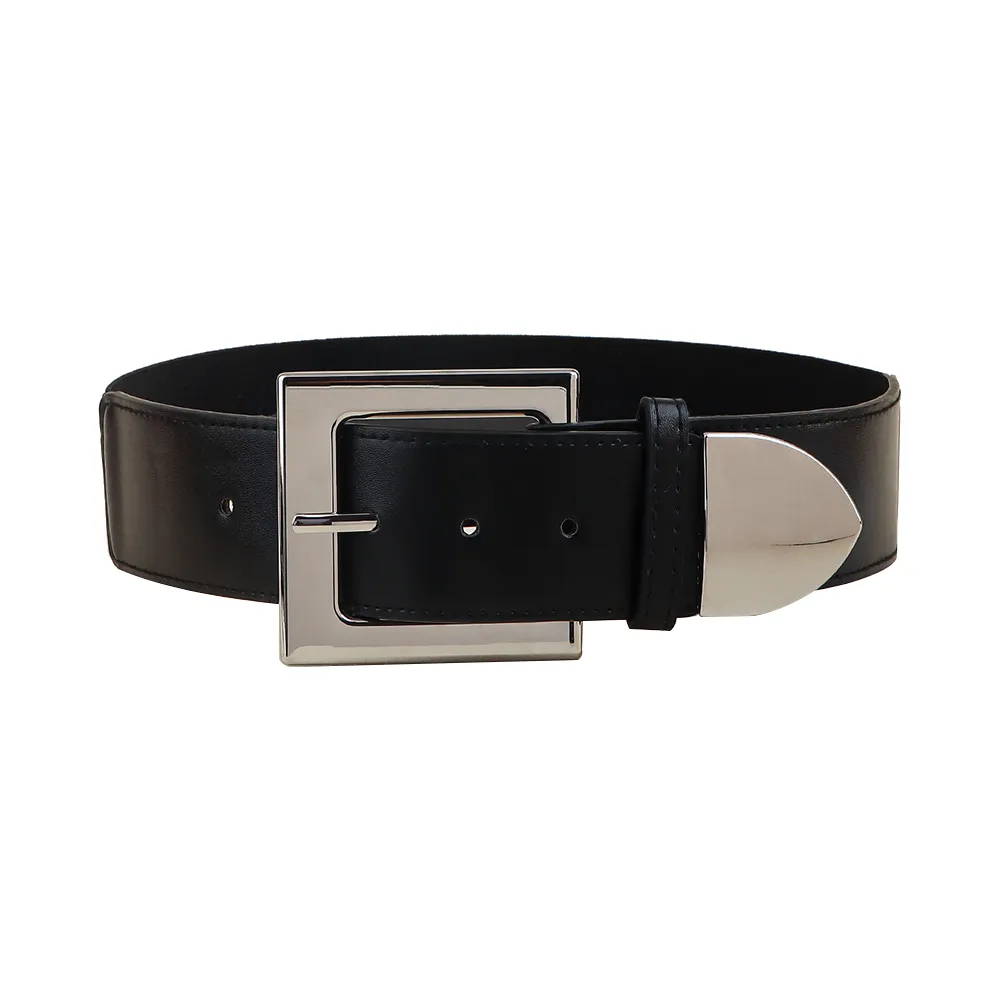 Black Belt Women's Elastic Elastic Needle Buckle Belt Fashion All-match Skirt Shirt Closed Waist Wide Waist Seal - Black