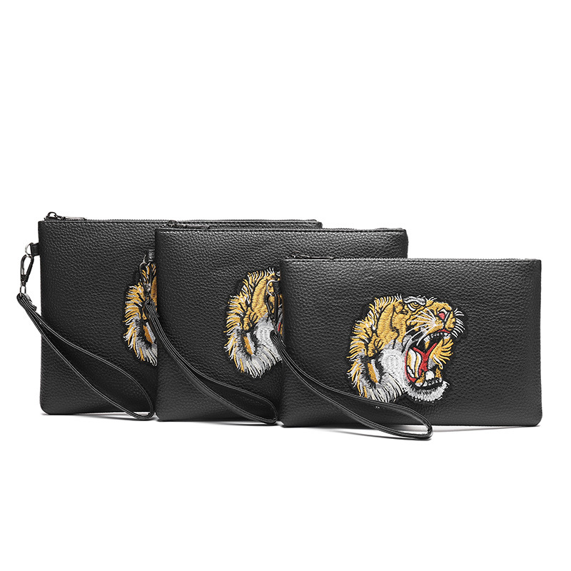 Men’s Tiger Head Embroidered Clutch