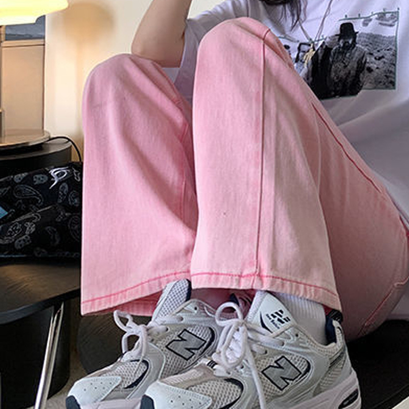 Fashion High Waist Frayed Light-colored Denim Trousers