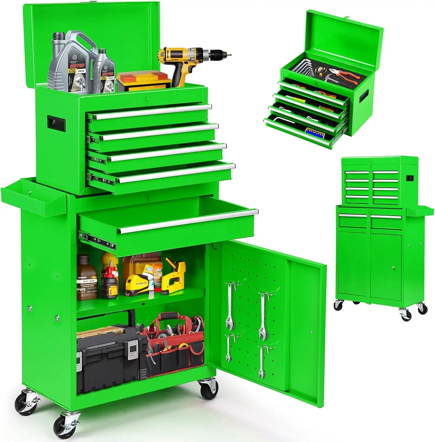 5-Drawer Rolling Tool Chest -2-in-1 Lockable Box