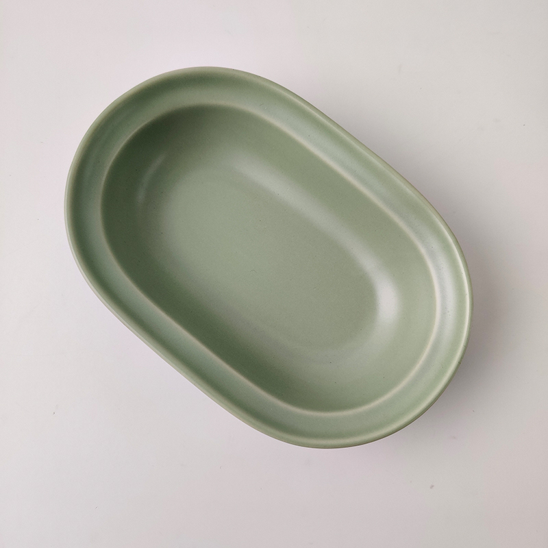 7inch oval green bowl