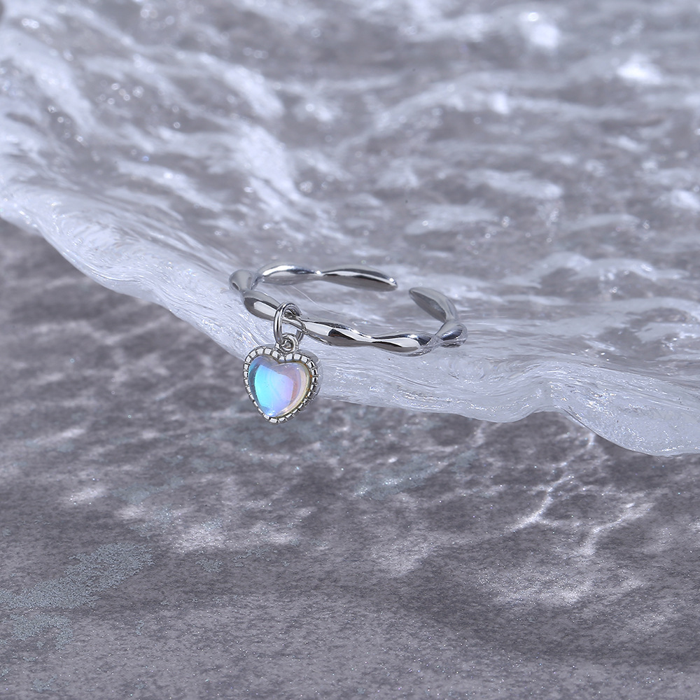 Moonstone Love Ring Women's Olive Beads