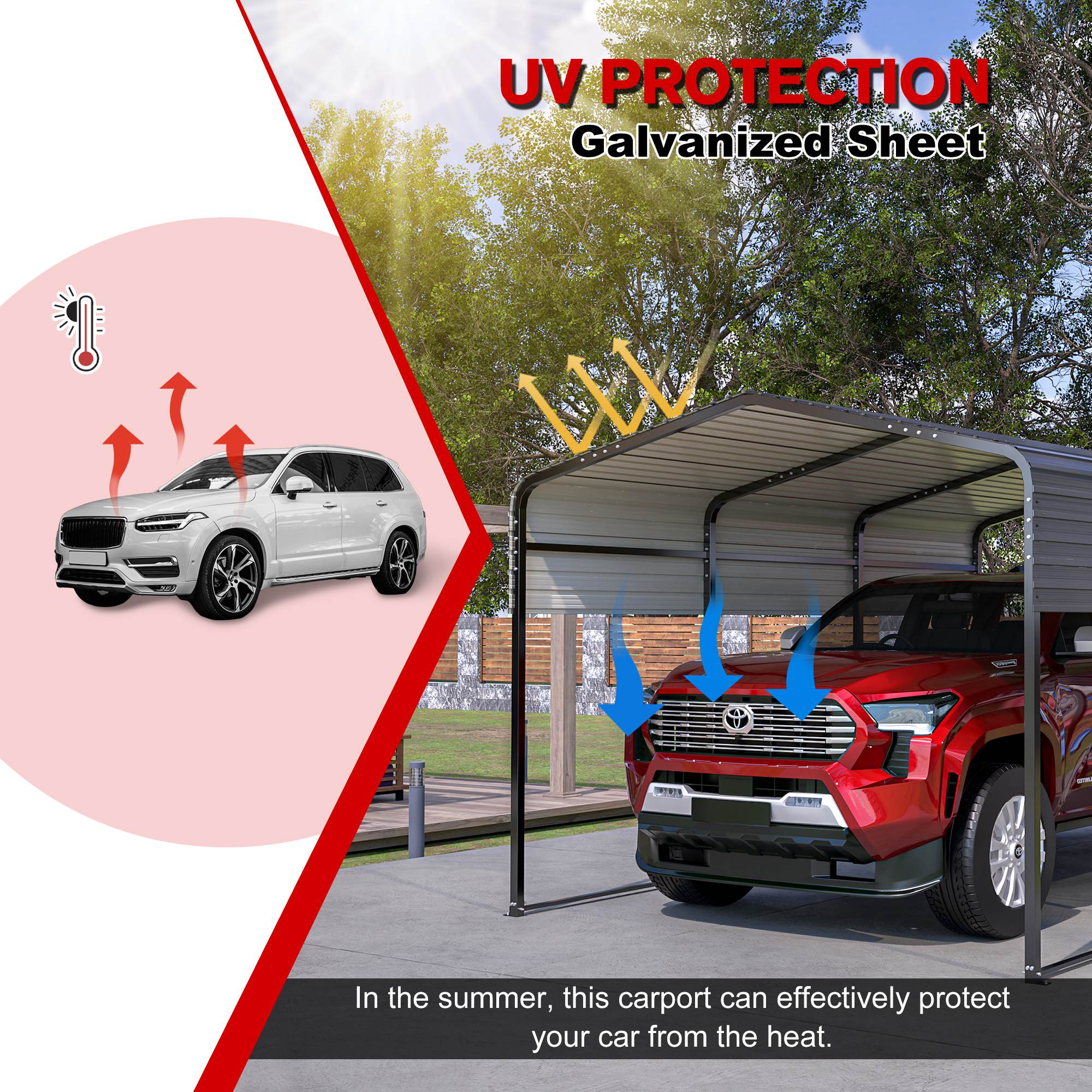 10x15 Ft Metal Carport Carports With Enhanced Base Heavy Duty Garage - Image 2 of 10
