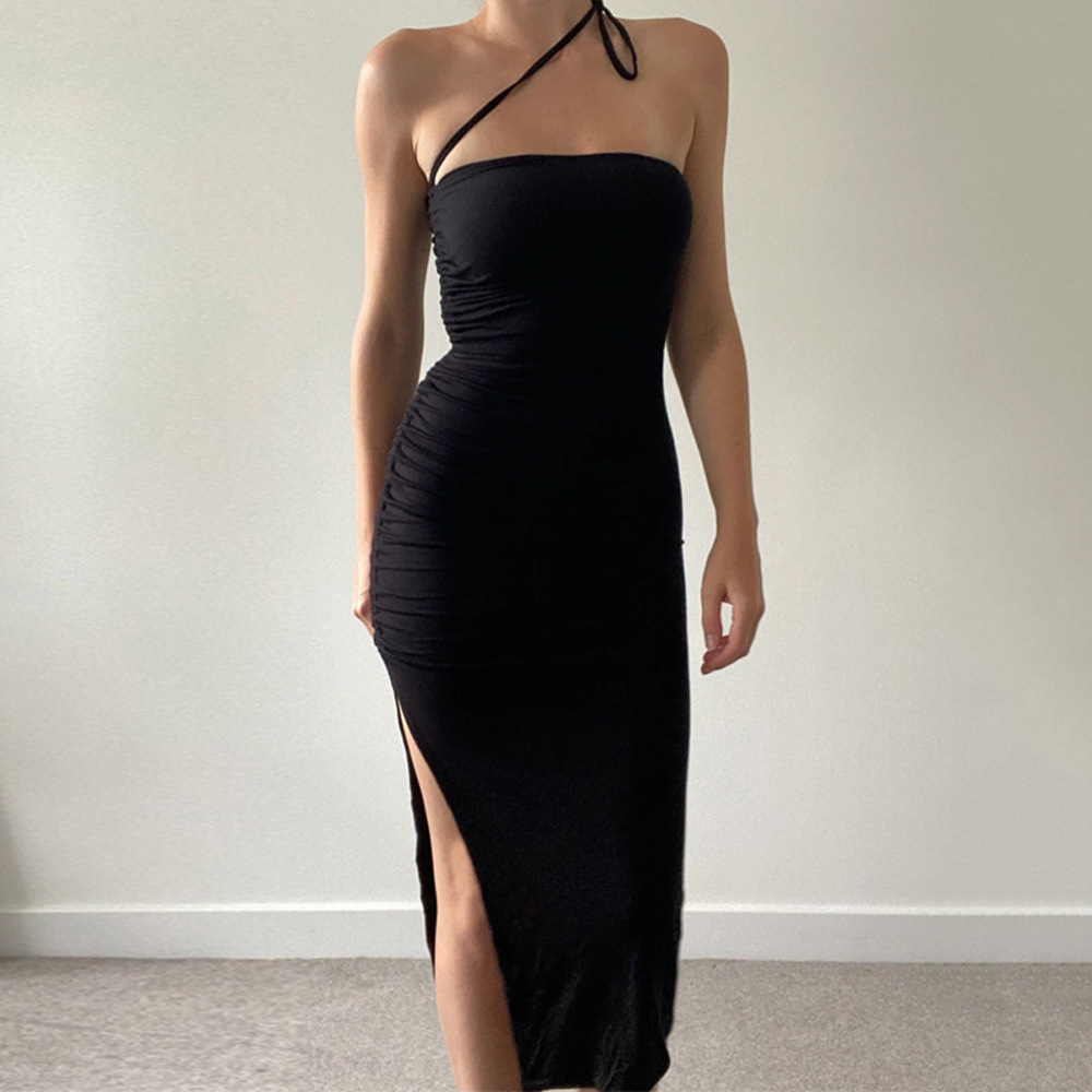 Sling Dress Slit Lace Up Bag Hip Fold Fashion Drawstring - 3