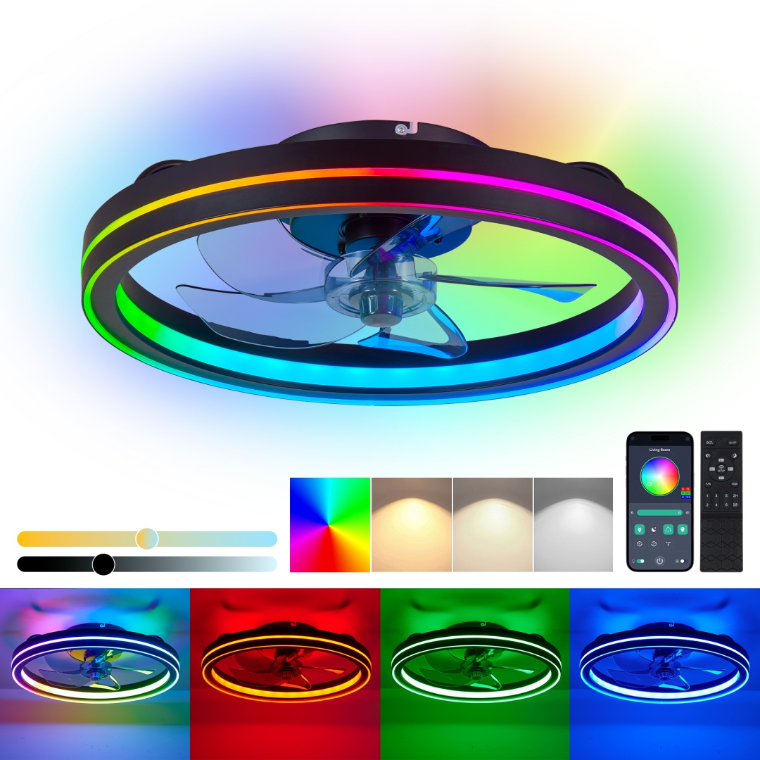 RGB Ceiling Fan With Lights, Low Profile Ceiling Fans With Lights And Remote... 7