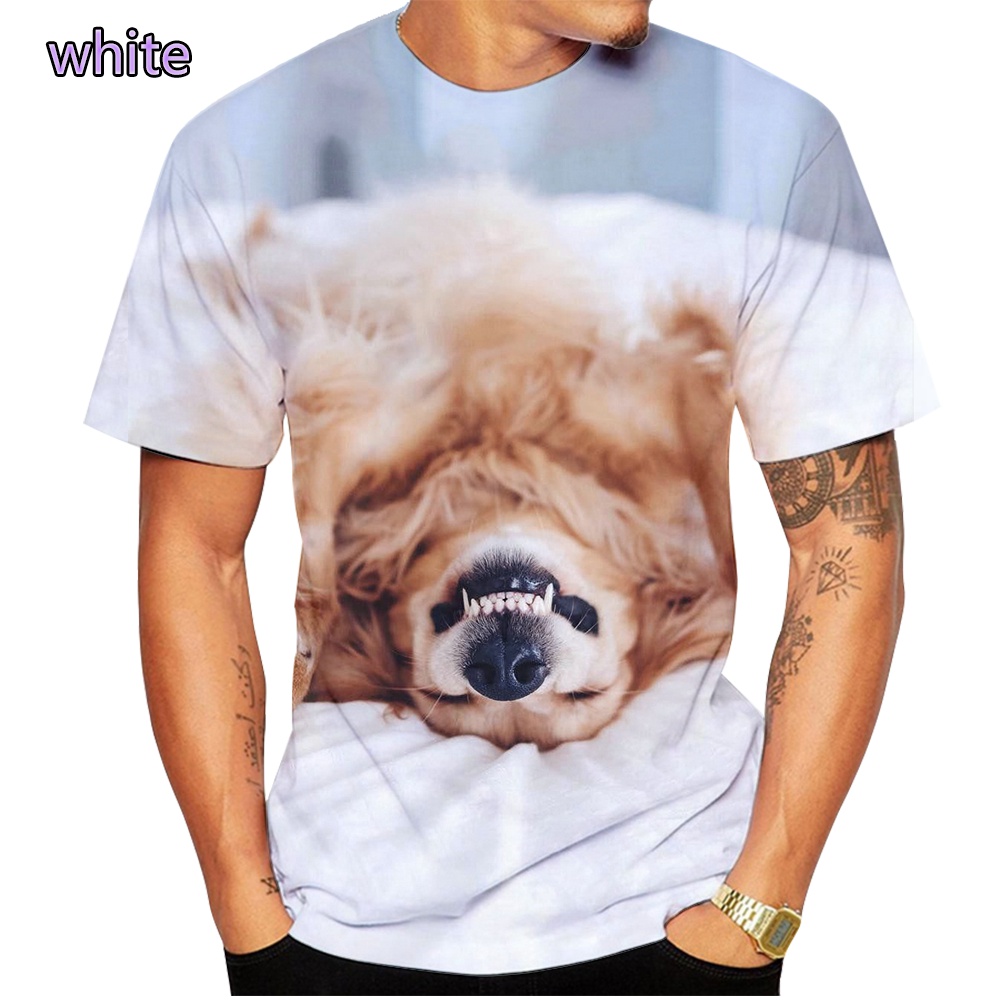 Title 7, Herren Sommer T-Shirt mit süßem Hund 3D-Druck, ...