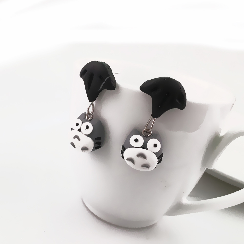 Animal Soft Clay Earrings Cute Piranha Fox Cat Cartoon Handmade Earrings Earrings Earrings