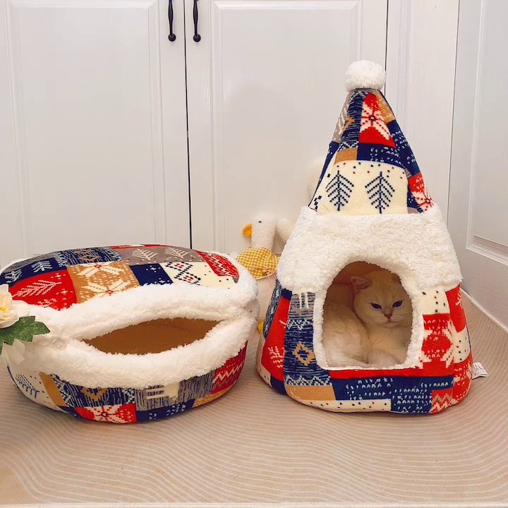 Title 7, Lamb Fleece Warm Spire Cat Nest for New Years, ...