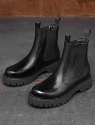 Thick Soled Doc Martens Men's Half High Top Leather Boots Sleeve Tooling Cotton Boots