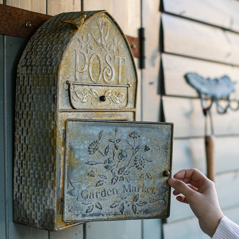 Wrought Iron Wall-mounted Mailbox Inbox Postcard Box Postbox Props Mailbox