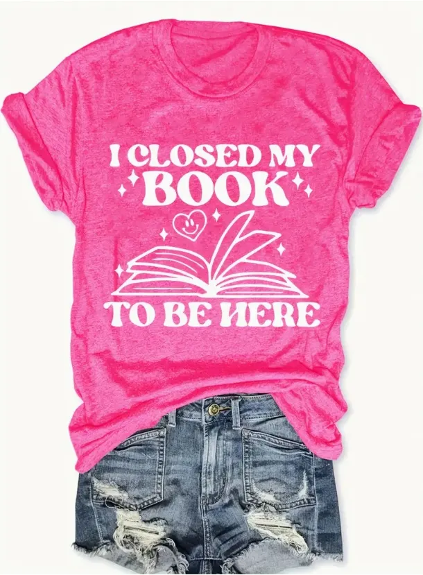 English Letters Printed Round Neck Vest Casual And Loose Daily Wear Women's Clothing Rose Red - Shop at LoveMi