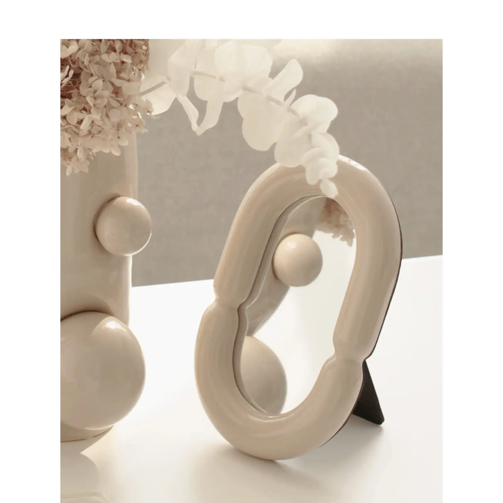 Home Fashion Desktop Decorative Ceramic Mirror