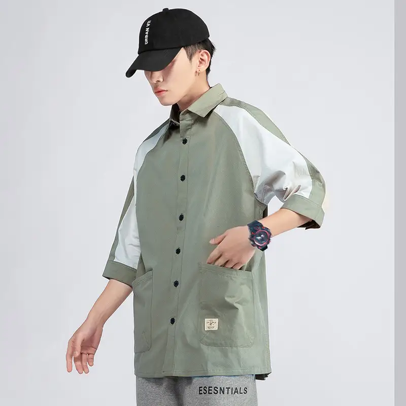 Men's Korean Style Colorblock Casual Shirt