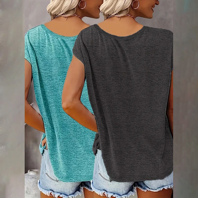 2Pack Women’s V Neck Sleeveless Tank Tops Loose Fit Casual Summer Beach Shirts
