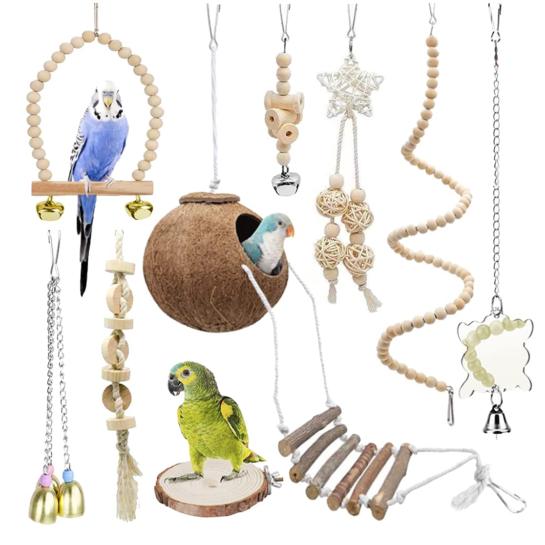 Set de 9 Juguetes para Jaula de Aves