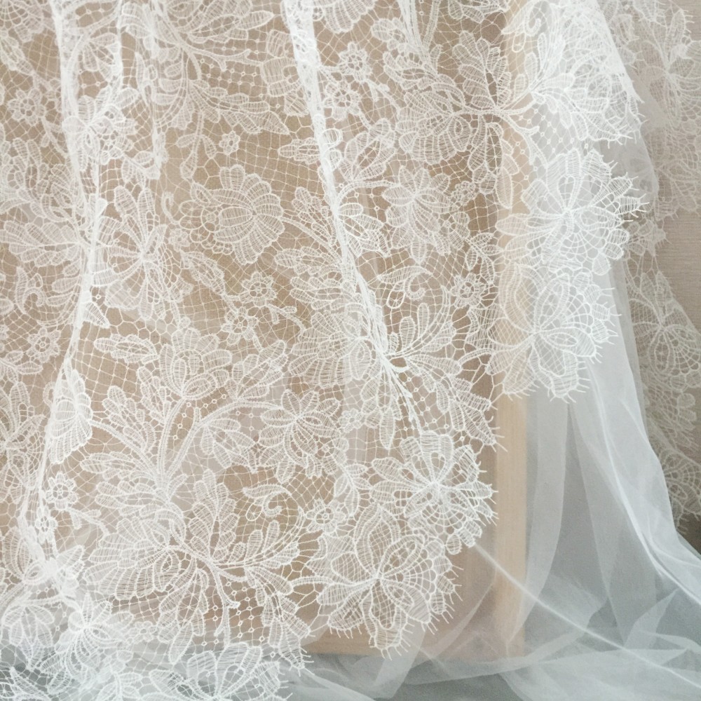 Title 3, Beige Fishing Thread Wedding Lace Fabric