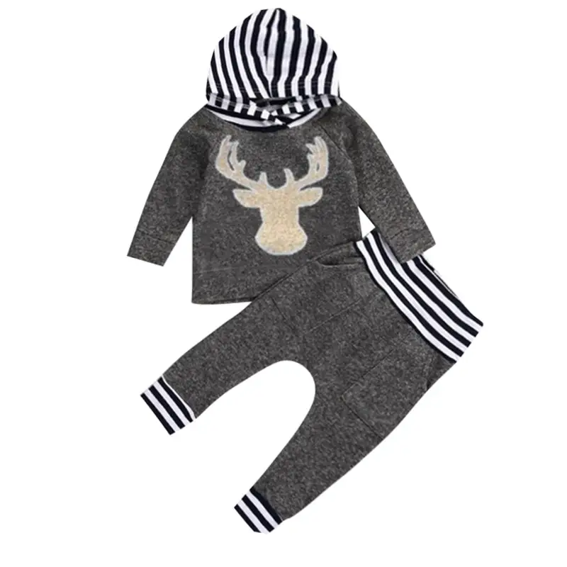 Deer Head Stripe Stitching Two-piece With Hood