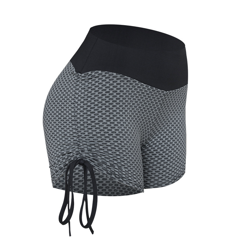 Fashionable Ladies Mesh Honeycomb Yoga Shorts Dark Grey - Shop at LoveMi