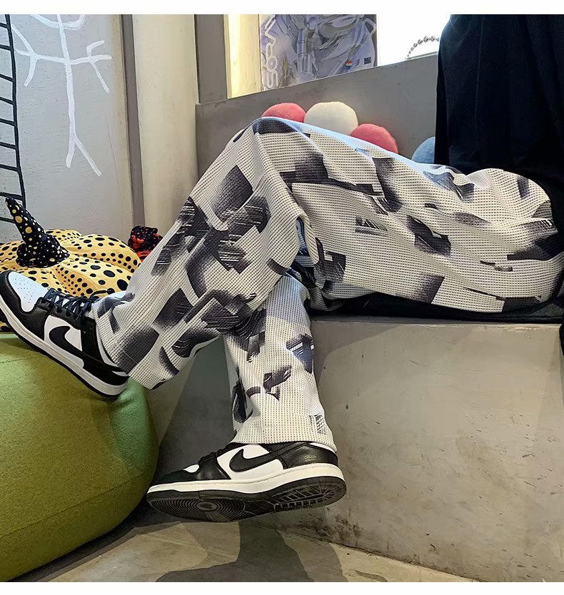 Tie Dyed Pleated Men's Fashion Casual Loose Versatile Pants