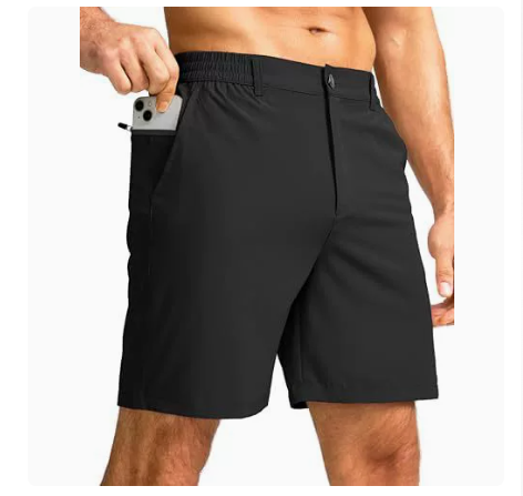Men's 7 Inch Lightweight Golf Casual Shorts, Elastic Waist
