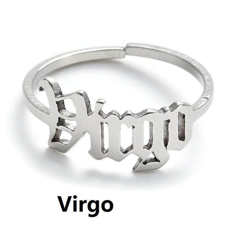 Ins Jewelry Ring Female European And American Personality Simple Ring Retro Twelve Constellation Letter Ring Wholesale