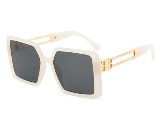 European And American Fashion Women's Large Frame Sunglasses With Metal Legs Milk White Box - Shop at LoveMi