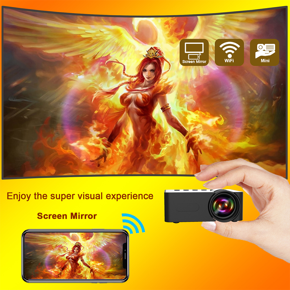 YT100 Home Mini Portable Projector USB Power Supply HD Home Small Wireless Same Screen Phone Projection — foto 3