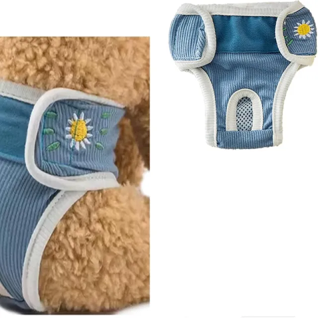New Washable Dog Physiological Pants Leakproof Cartoon Dog Menstrual Pants Reusable Breathable Pet Diaper Pet Supplies Blue - Shop at LoveMi