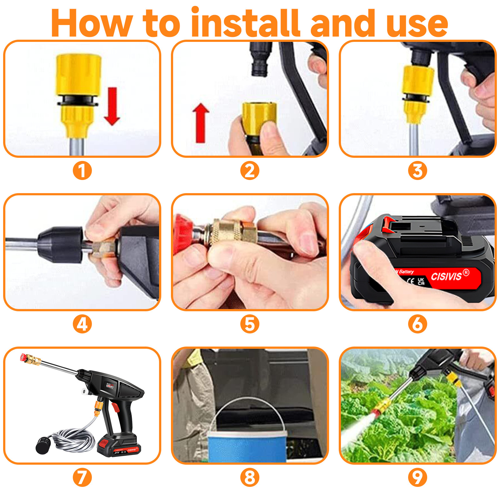 2 BatteryPortable Cordless Car High Pressure Washer Jet Water Wash Cleaner Gun