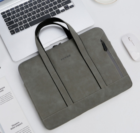 Waterproof PU Leather Briefcase Laptop Bag For Women Business Handbag 13.3 14 15.6 Inch For Macbook Pro 13 15 Case Notebook Bag Grey - Shop at LoveMi