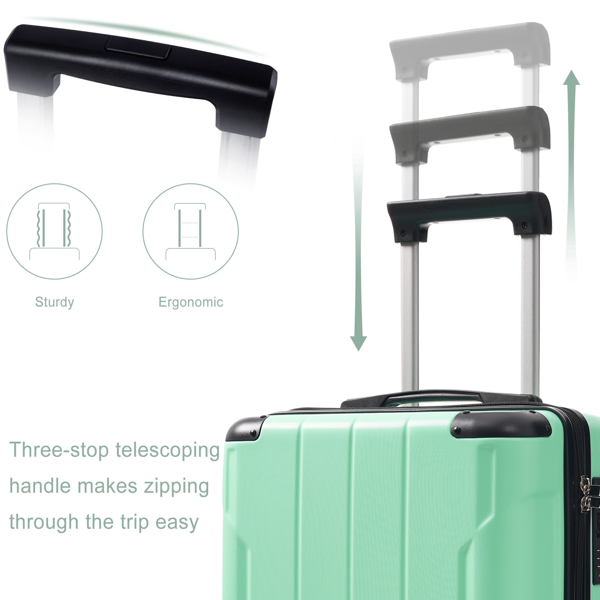 20-Inch Hardshell Carry-On Luggage, Lightweight Durable ABS Suitcase with Spinner Wheels, Built-in TSA Lock, 2 Packing Cubes, Creamy Green-26